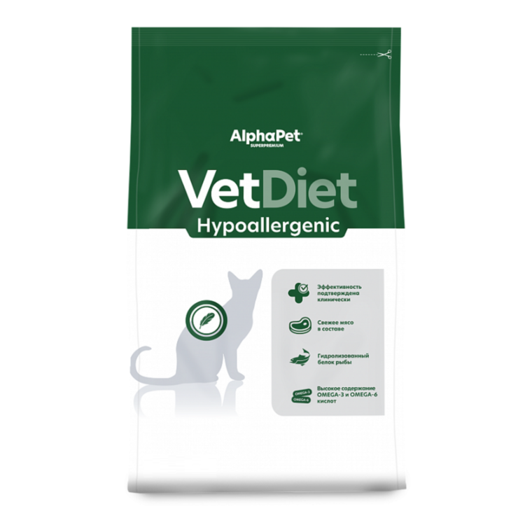 AlphaPet Vet Diet Hypoallergenic Диета при пищевой аллергии и непереносимости ингредиентов для кошек AlphaPet Vet Diet Hypoallergenic Диета при пищевой аллергии и непереносимости ингредиентов для кошек