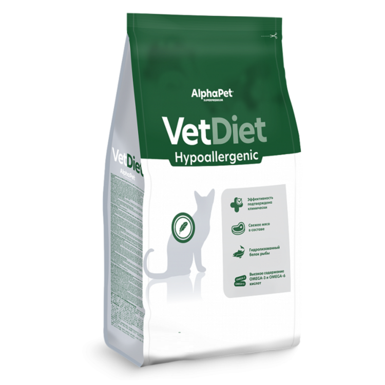 AlphaPet Vet Diet Hypoallergenic Диета при пищевой аллергии и непереносимости ингредиентов для кошек AlphaPet Vet Diet Hypoallergenic Диета при пищевой аллергии и непереносимости ингредиентов для кошек