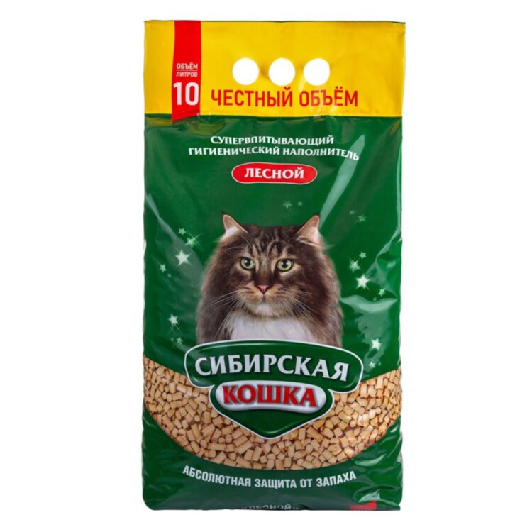 Сибирская кошка Лесной Древесный впитывающий наполнитель