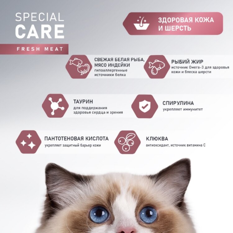 AWARD SPECIAL CARE Sensitive Skin&Coat для взрослых кошек для здоровой кожи и шерсти со свежей белой рыбой AWARD SPECIAL CARE Sensitive Skin&Coat для взрослых кошек для здоровой кожи и шерсти со свежей белой рыбой